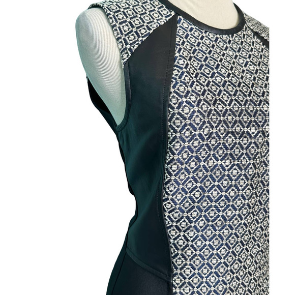 Yigal Azrouel Two Tone Jacquard Leather Scuba Paneled Pencil Dress size 6 - Picture 8 of 15